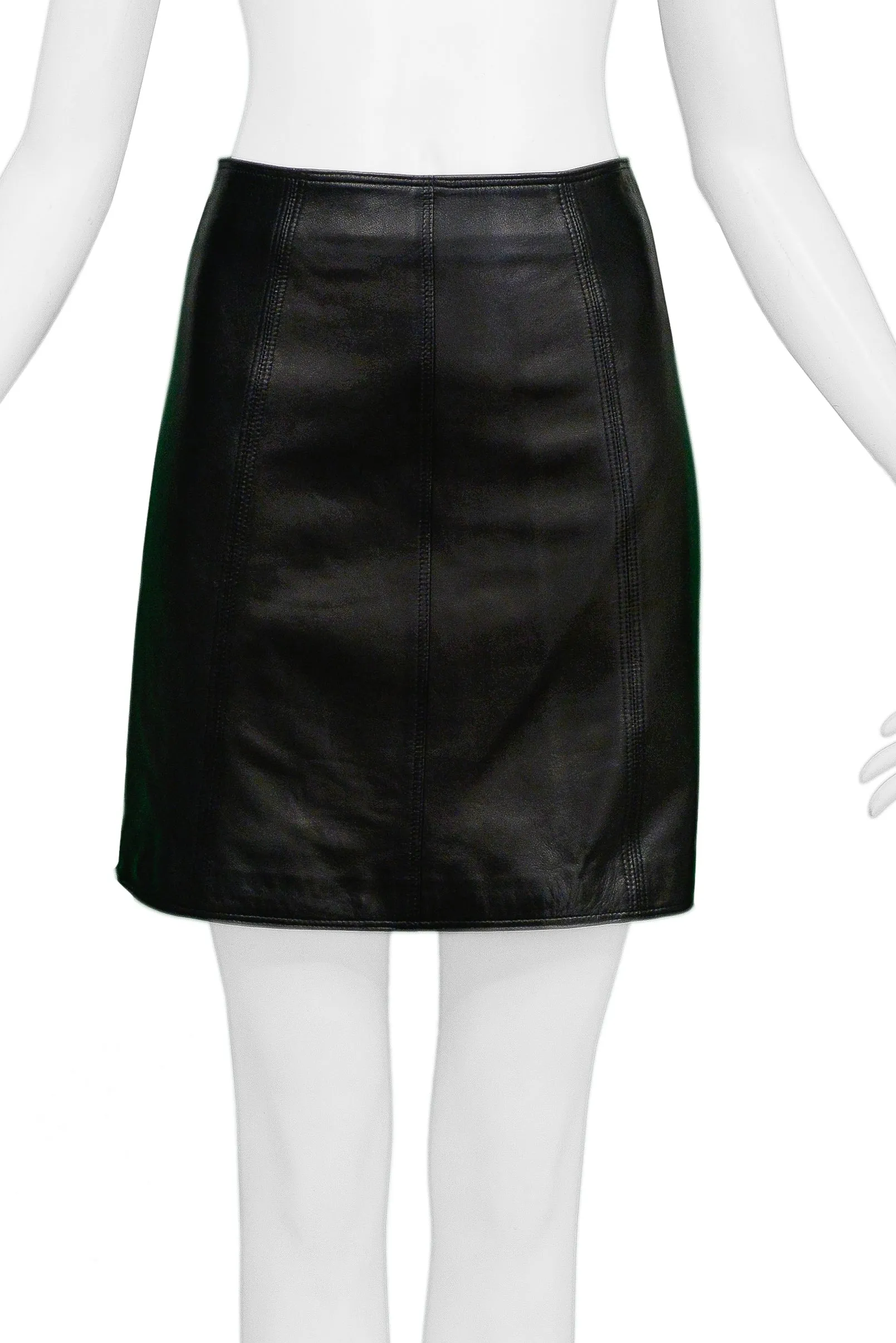 VERSACE BLACK LEATHER MINI SKIRT 1990s