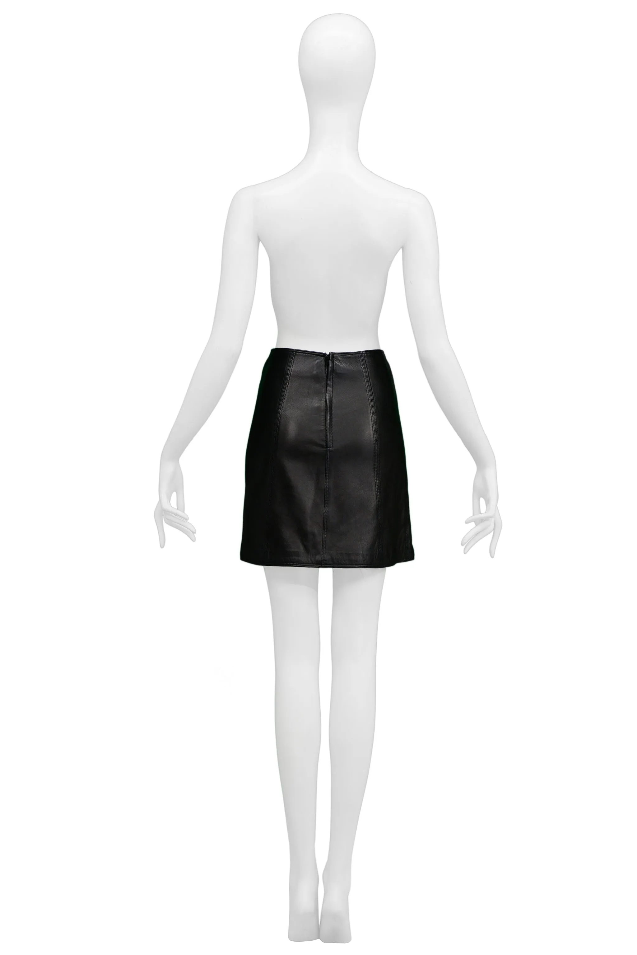 VERSACE BLACK LEATHER MINI SKIRT 1990s