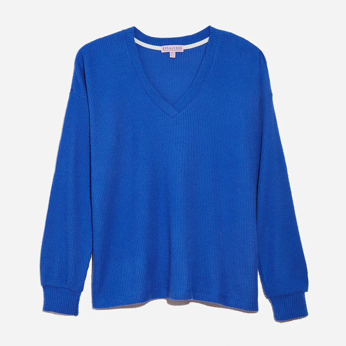 Waffle Knit Long Sleeve Lounge Top