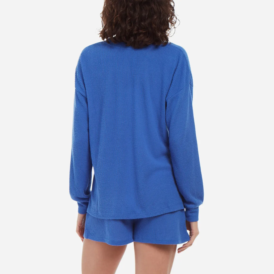 Waffle Knit Long Sleeve Lounge Top