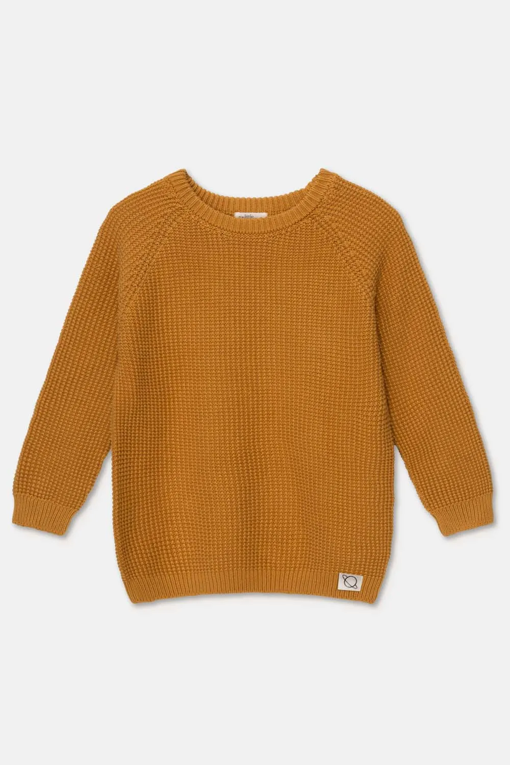 WAFFLE-KNIT RAGLAN PULLOVER