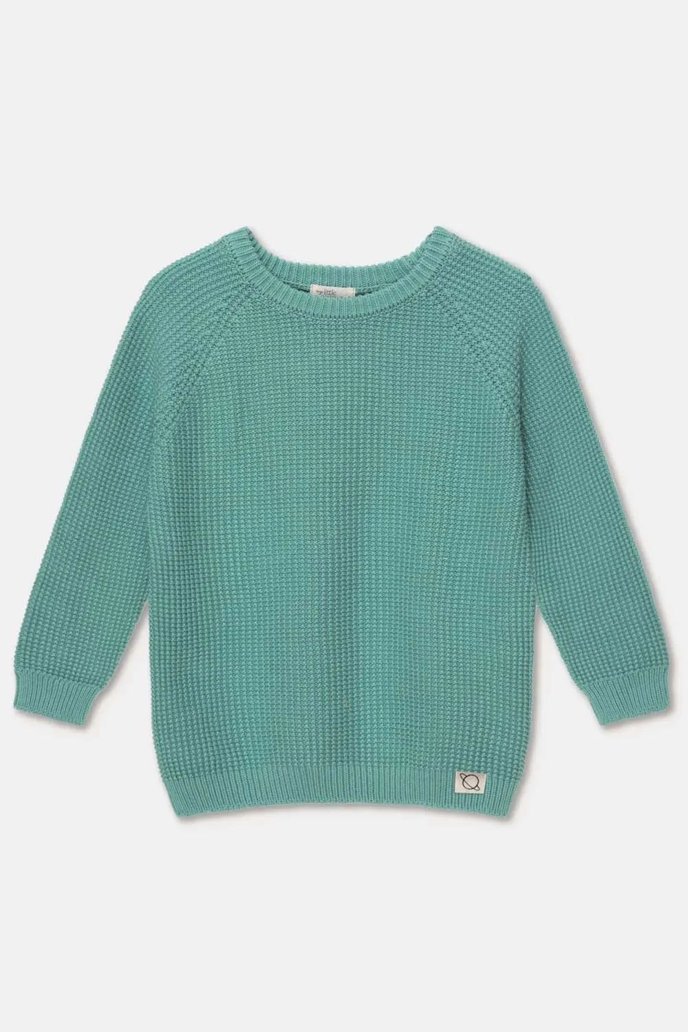 WAFFLE-KNIT RAGLAN PULLOVER