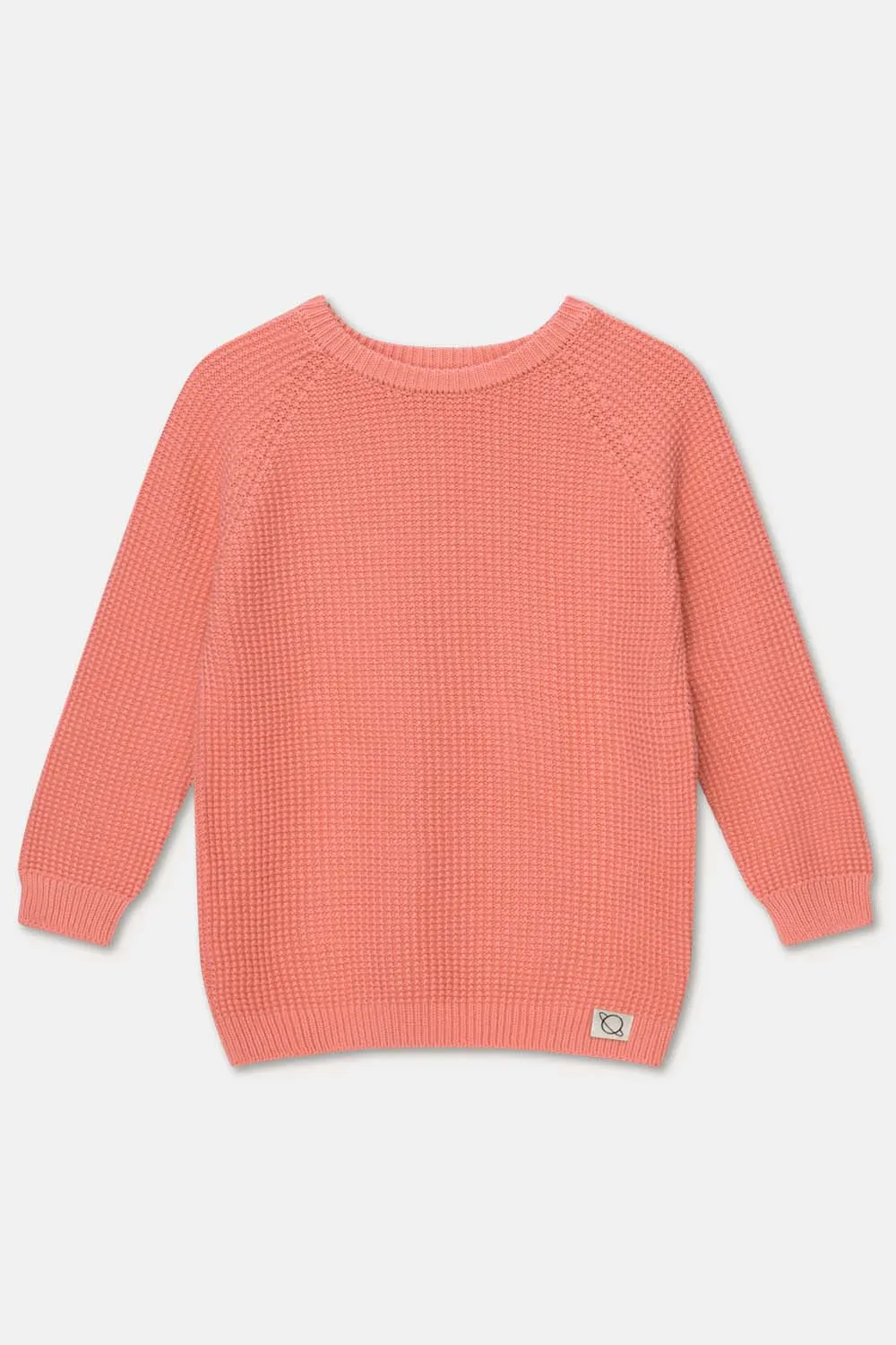 WAFFLE-KNIT RAGLAN PULLOVER