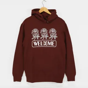 Welcome Skate Store - Roses Pullover Hooded Sweatshirt - Burgundy