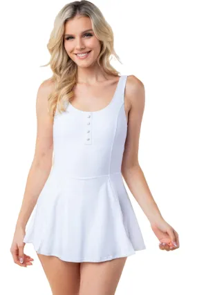 White Birch Sleeveless Performance Knit Swim Dress