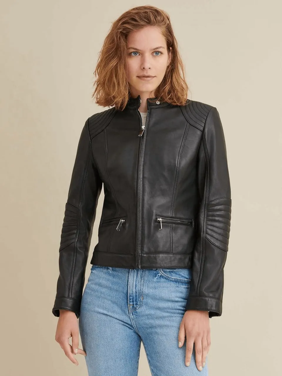 Women’s Black Genuine Leather Biker Jacket