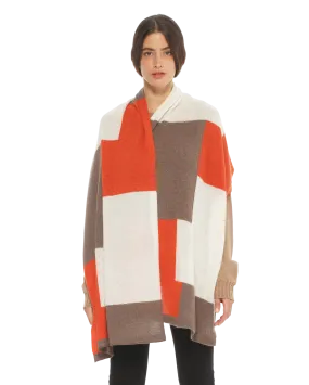 Women's Cashmere Mondrian Scarf Brown Combo