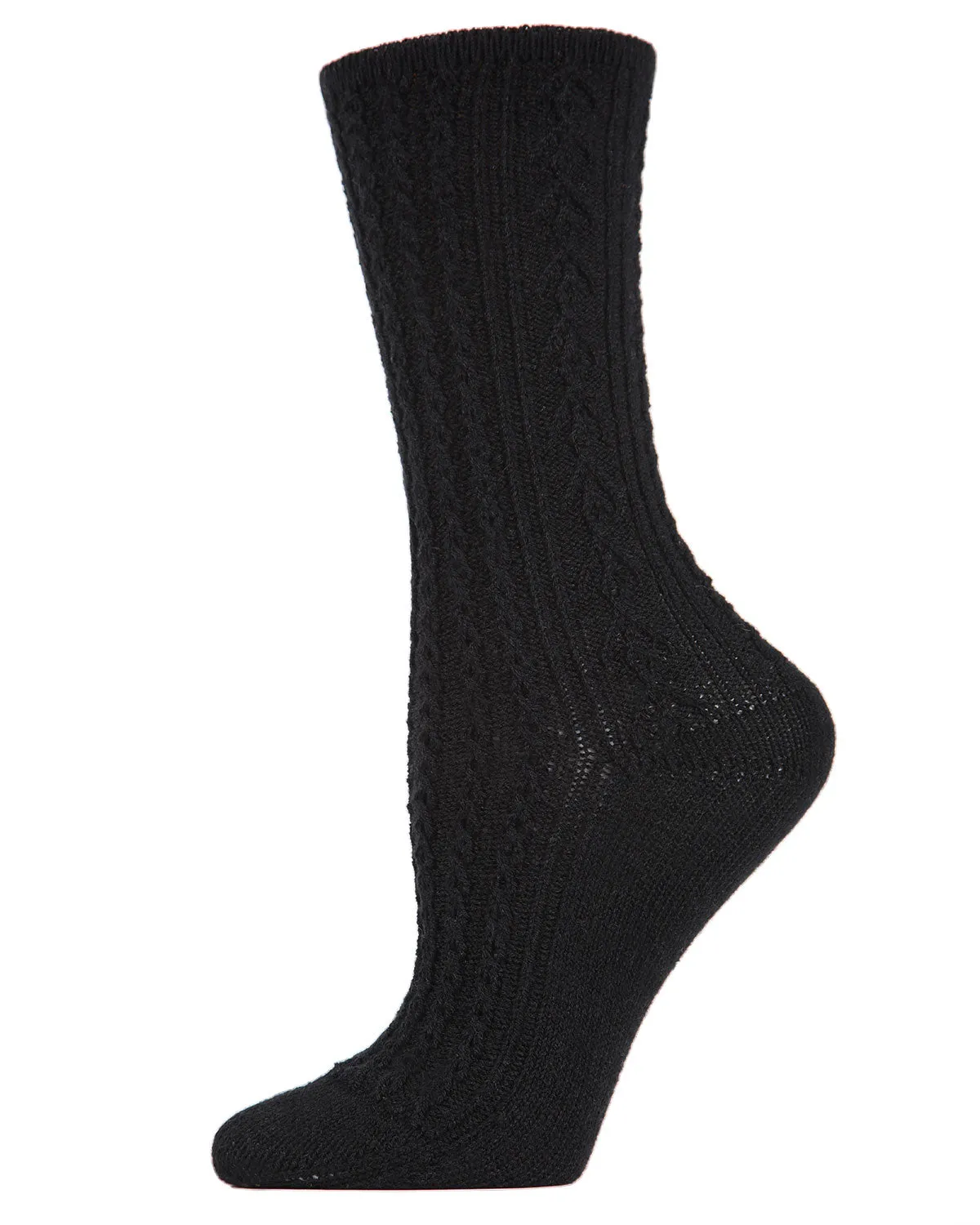 Women's Classic Cable Knit Vintage Style Crew Socks