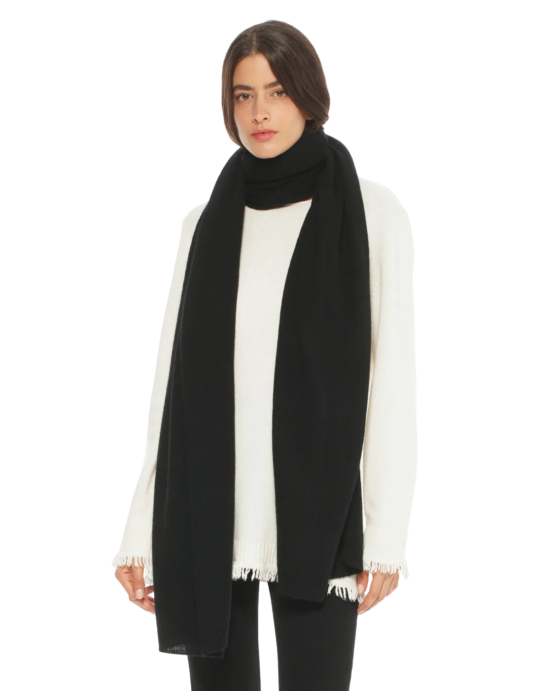 Womens's Pure Cashmere Maxi Scarf Black