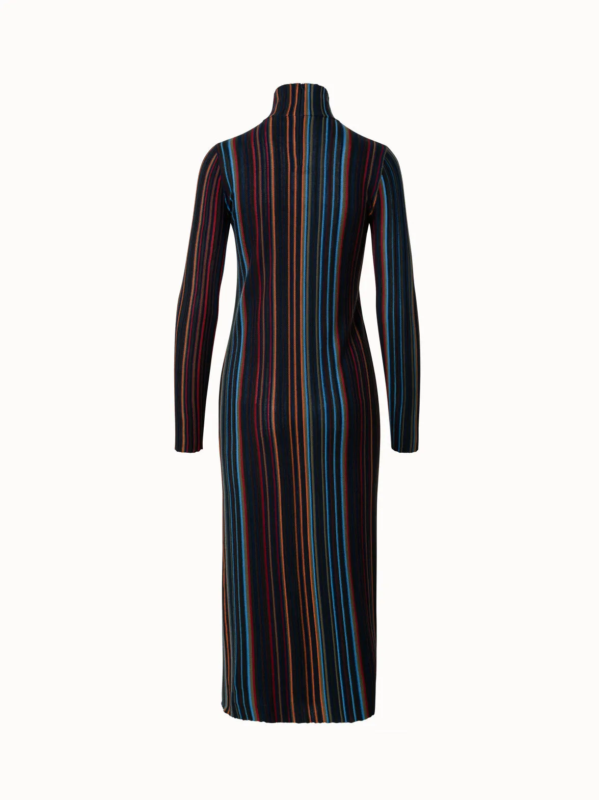 Wool Silk Knit Tube Dress with Small Irregular Stripes