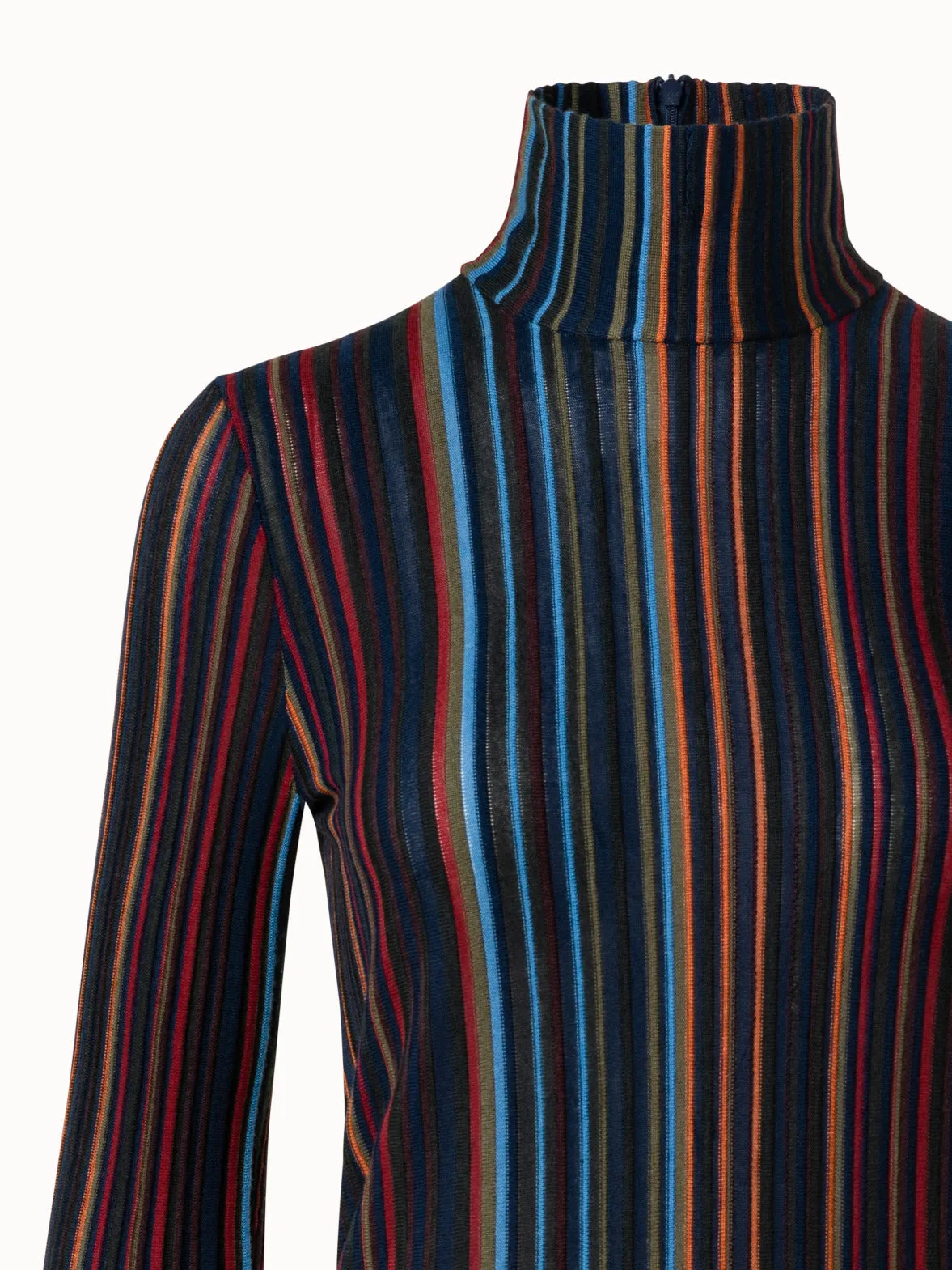 Wool Silk Knit Tube Dress with Small Irregular Stripes